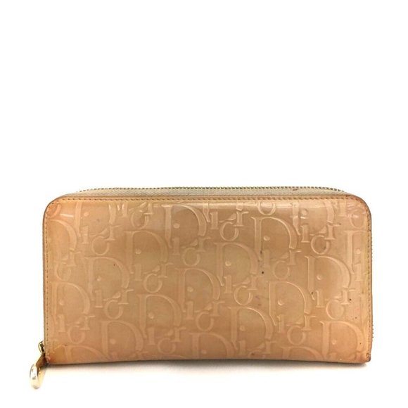 Christian Dior Trotter Patent Leather Zip Around Long Wallet /5L1058 - Picture 1 of 8